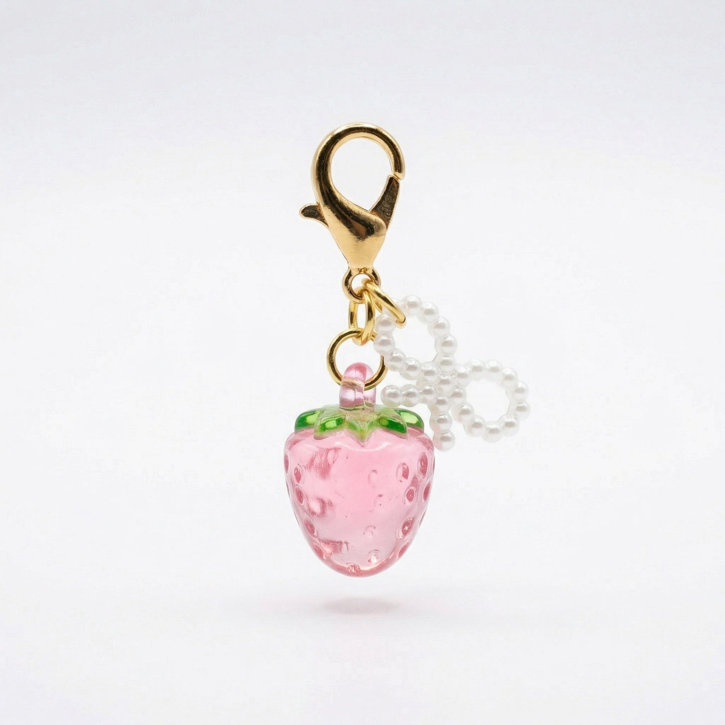 3 Pcs Cherry Charm Clip Set with Faux Pearl Accent Decorative Bag Charm Keychain Accessory