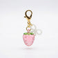 3 Pcs Cherry Charm Clip Set with Faux Pearl Accent Decorative Bag Charm Keychain Accessory