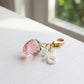 3 Pcs Cherry Charm Clip Set with Faux Pearl Accent Decorative Bag Charm Keychain Accessory