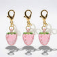 3 Pcs Cherry Charm Clip Set with Faux Pearl Accent Decorative Bag Charm Keychain Accessory