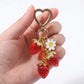 Strawberry Charm Keychain with Daisy Pendant and Heart Clip Decorative Bag Charm Accessory