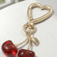 3 Pcs Cherry Charm Keychain Set with Heart Clip Decorative Bag Charm Accessory