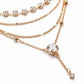 Layered Chain Necklace with Crystal Accents Adjustable Multi Strand Drop Pendant Fashion Jewelry