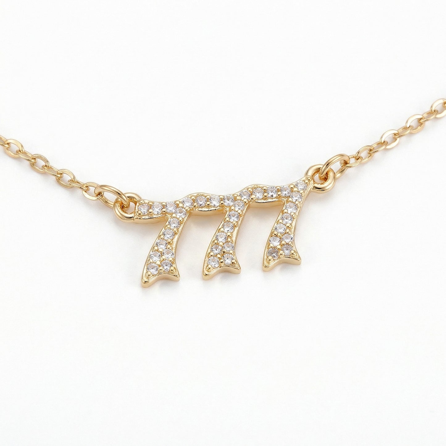 Alloy Necklace with Triple Number Pendant Crystal Accent Minimal Chain Adjustable Length Jewelry
