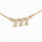 Alloy Necklace with Triple Number Pendant Crystal Accent Minimal Chain Adjustable Length Jewelry