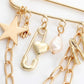 Safety Pin Brooch Star Charm Chain Detail Pearl Accent Pendant Design