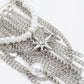 Safety Pin Brooch Chain Fringe Tassel Pearl Bead Detail Star Charm Design