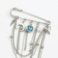Safety Pin Brooch Chain Tassel Blue Gem Accent Heart Charm Multi Pendant Design