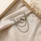 Safety Pin Brooch Star Charm Crescent Moon Pendant Heart Detail Chain Accent