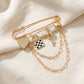 Safety Pin Brooch Heart Charm Key Pendant Lock Detail Chain Accent Design