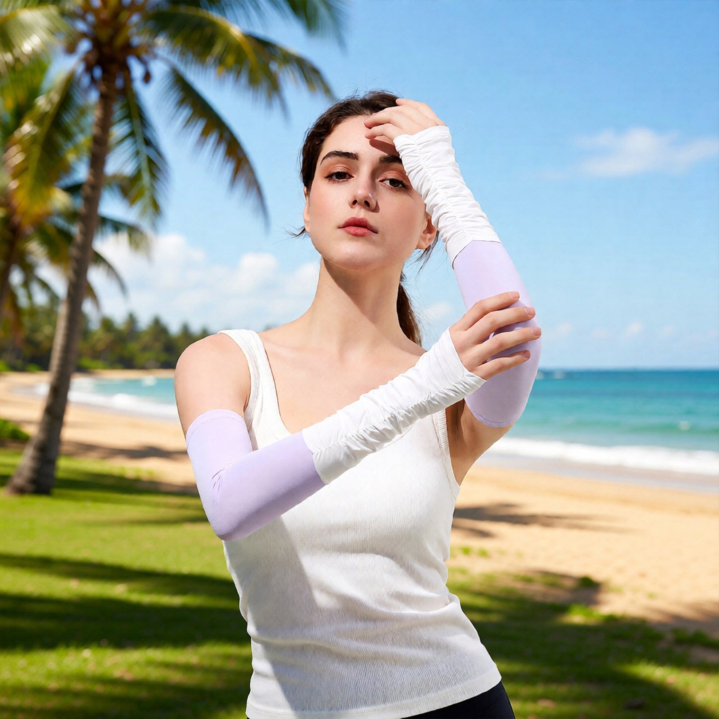 UV Protection Arm Sleeves Breathable Cooling Stretch Sun Sleeves for Outdoor Activities
