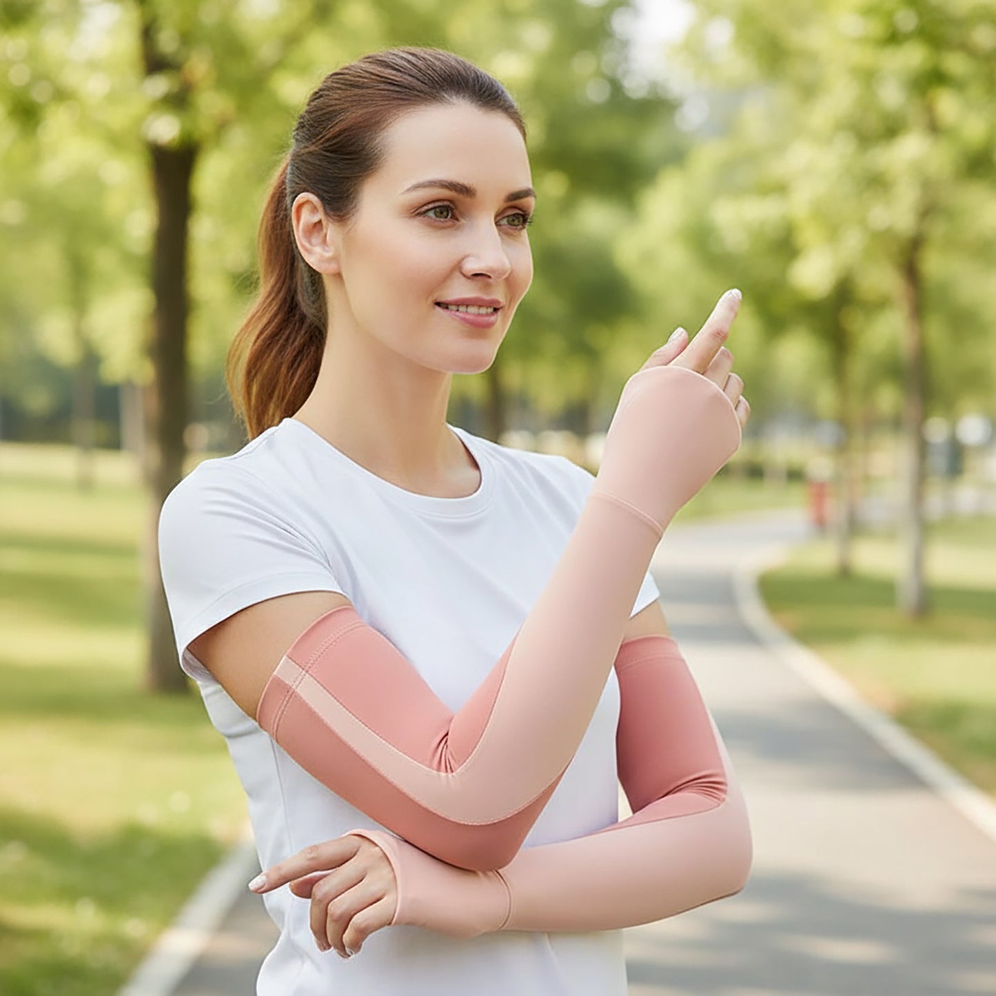 Arm Sleeves Lightweight Stretch Cooling Sun Sleeves for Outdoor Driving Running Cycling