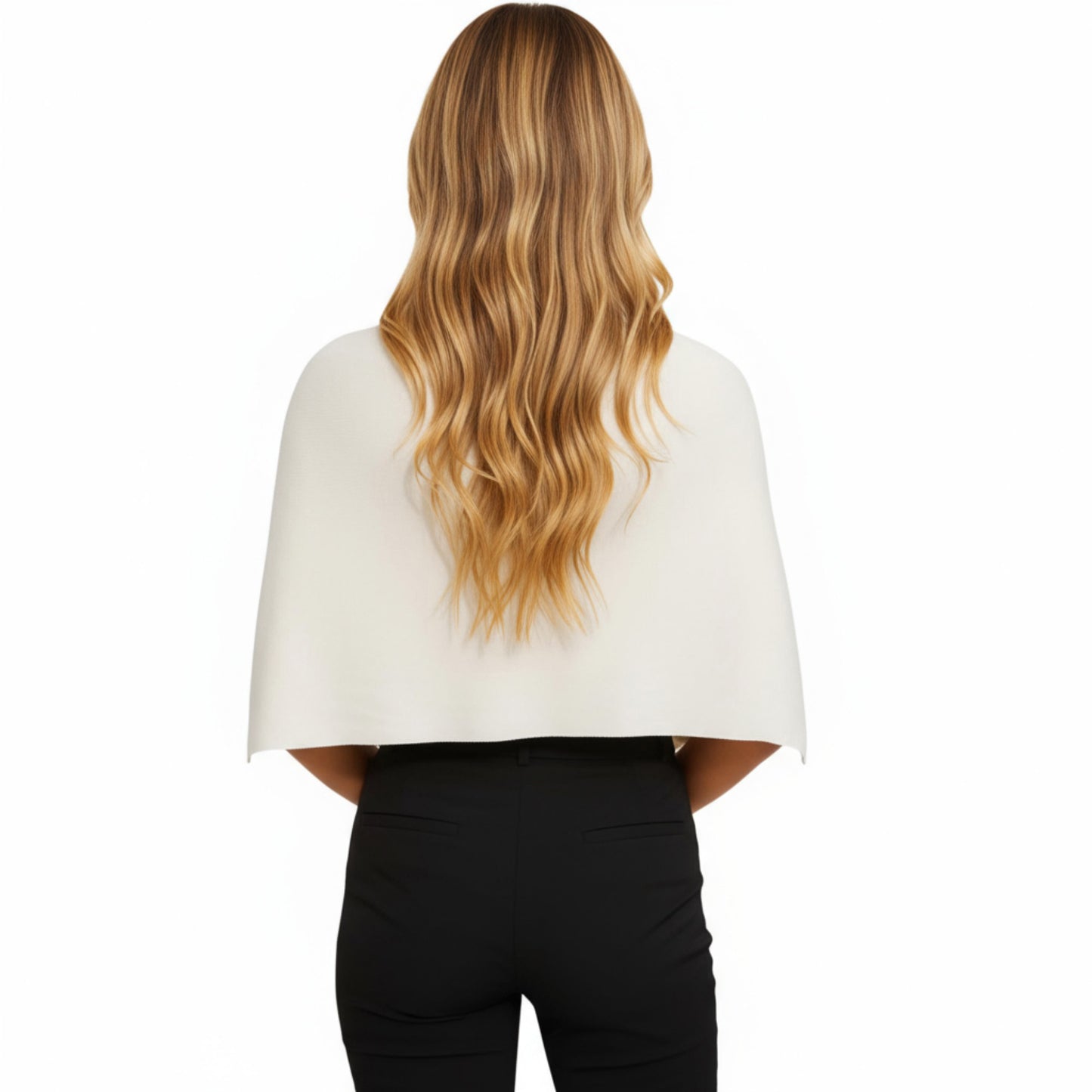 Knit Shoulder Wrap with Draped Neckline and Asymmetrical Hem 25.5in