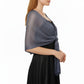 Shimmer Knit Shawl Wrap with Ring Detail and Fringe Hem 17.5x63in