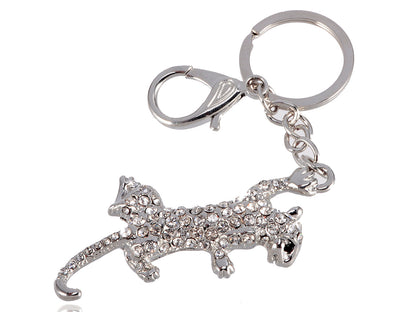 Bling Fighting Jaguar Leopard Cat Key Chain