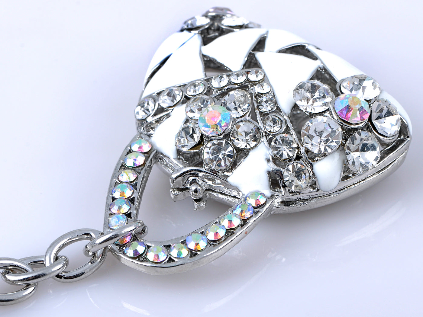 White Triangle Designer Purse Bag Key Chain