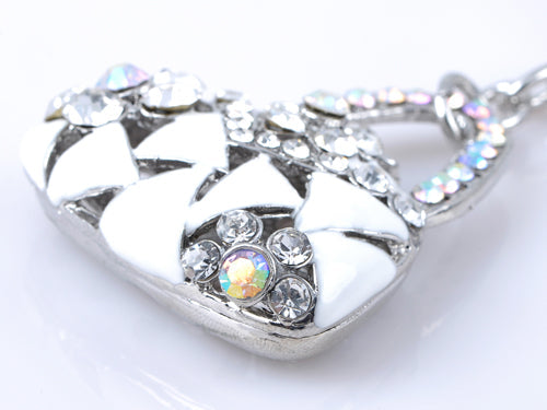 White Triangle Designer Purse Bag Key Chain