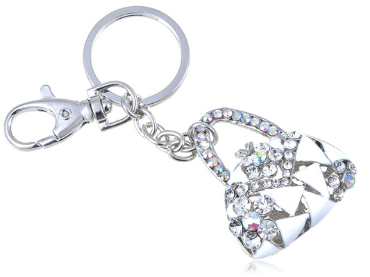 White Triangle Designer Purse Bag Key Chain