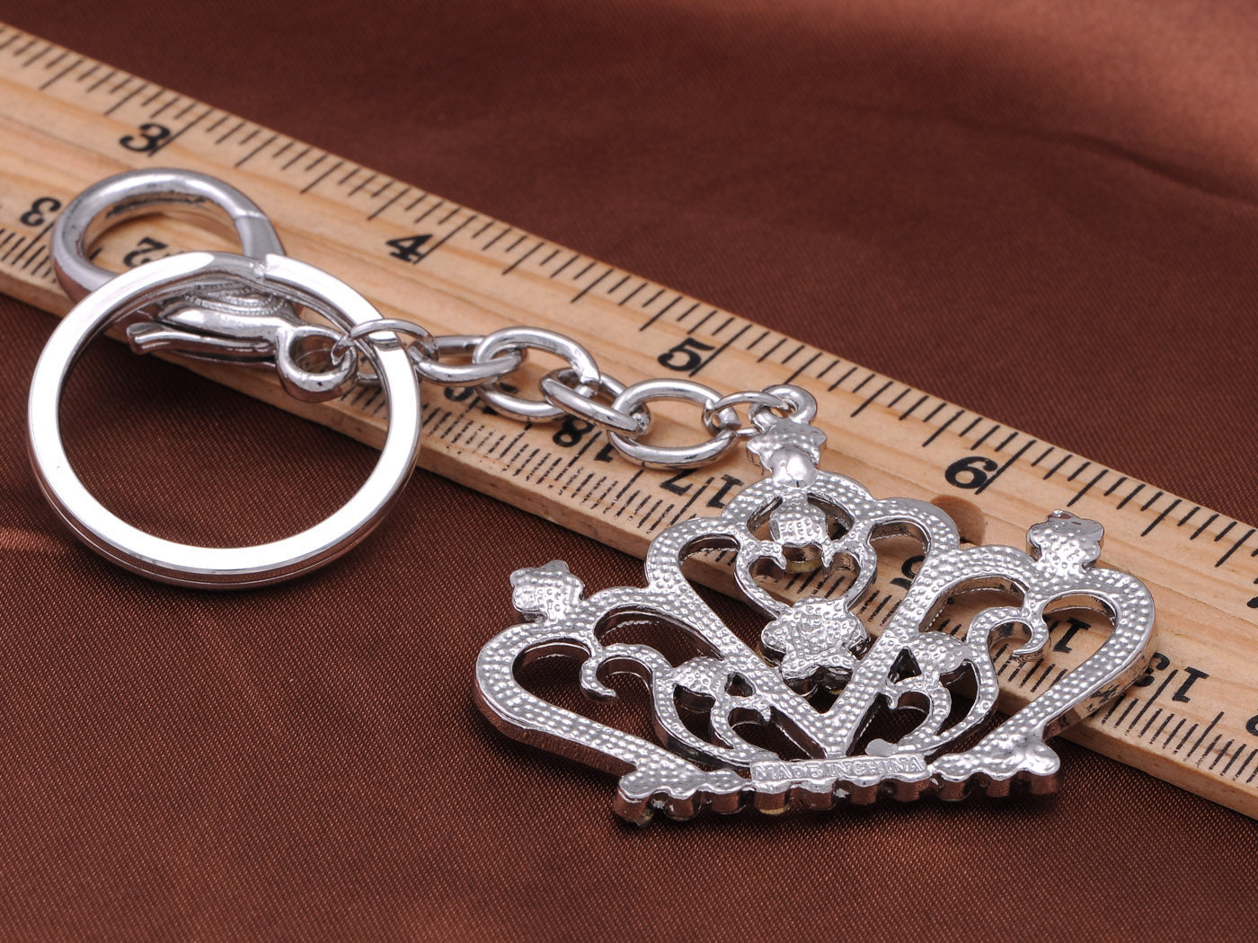 Silver Iridescent Colored Crown Tiara Key Chain