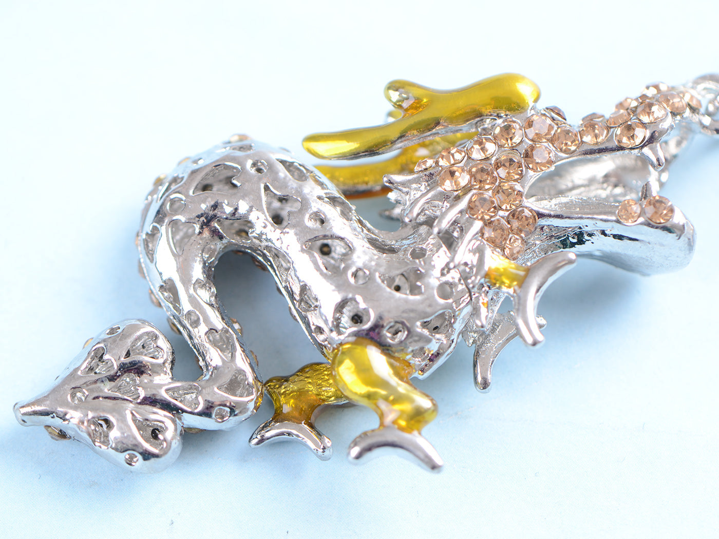 Topaz Encrusted Flying Asian Dragon Hook Key Chain