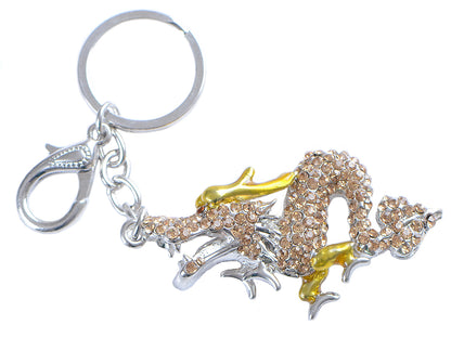 Topaz Encrusted Flying Asian Dragon Hook Key Chain