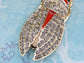 Red Enamel Grey Gold Cicada Fly Insect Bug Wing Clip Keychain