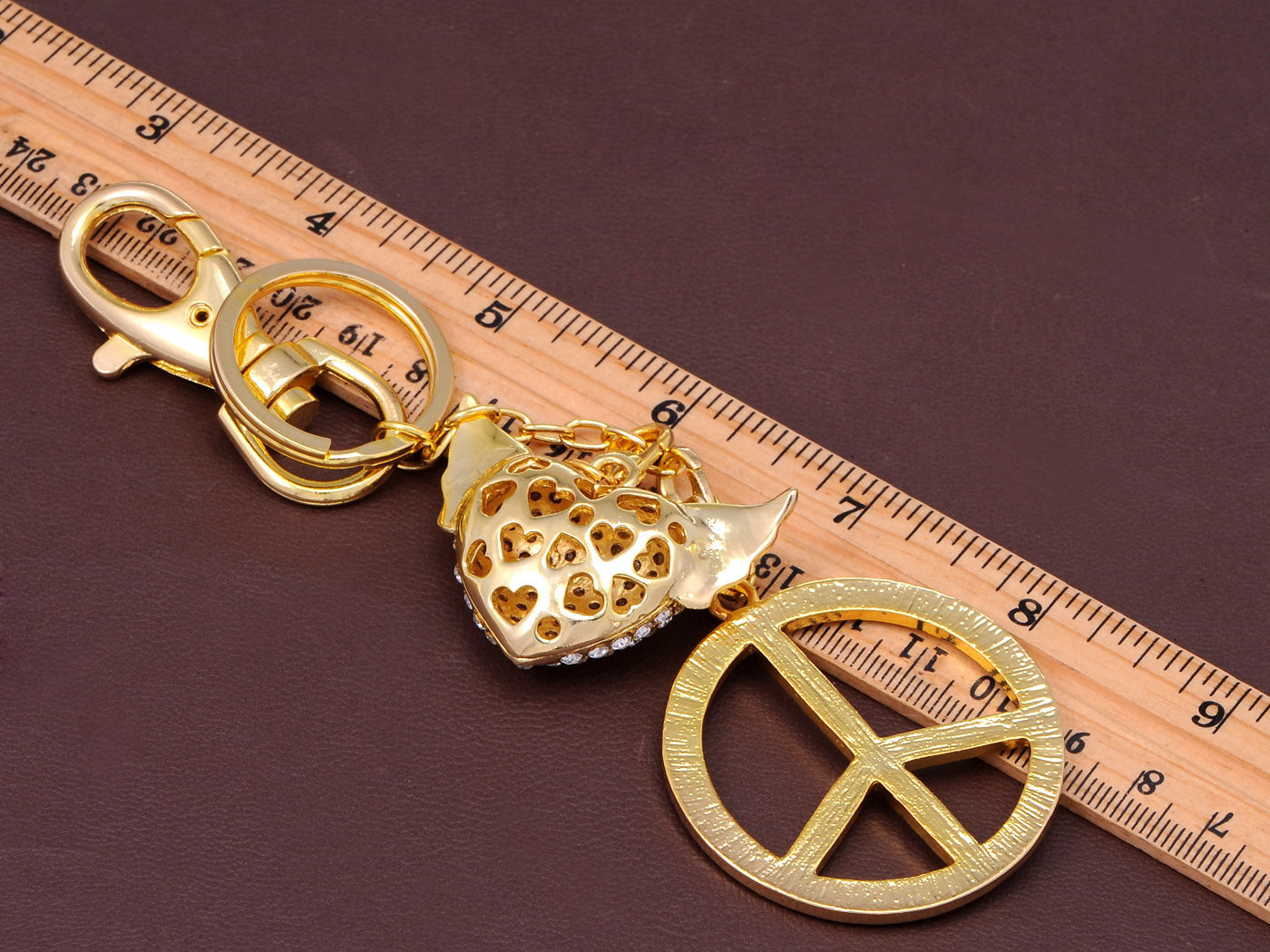 Iced Happy Peace Love Wing Heart Hook Clip Keychain