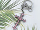 Aurora Borealis Holy God Blessed Floral Cross Hook Key Chain