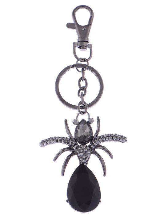 Dark Gun Black Grey Body Halloween Tarantula Spider Keychain