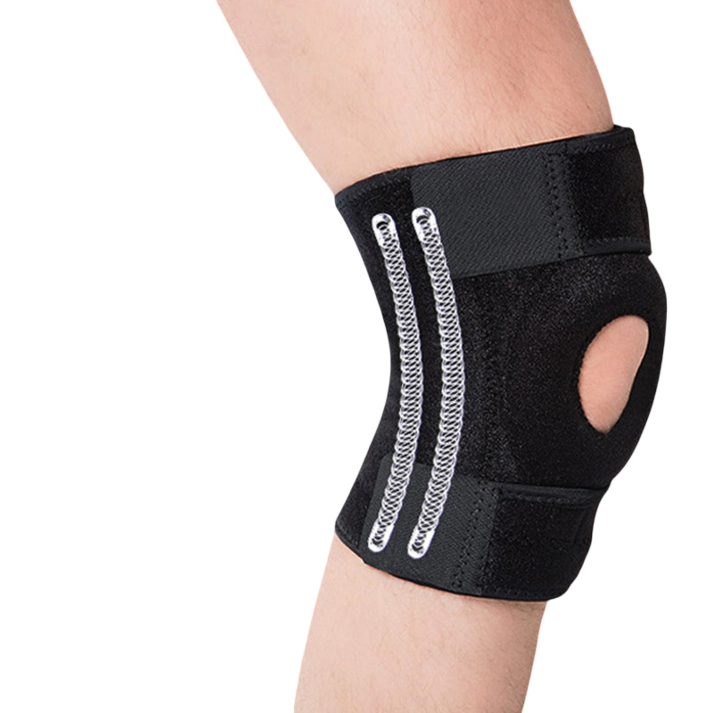 1 Pc Adjustable Knee Support Brace with Open Patella Design and Reinforced Stabilizer Pad