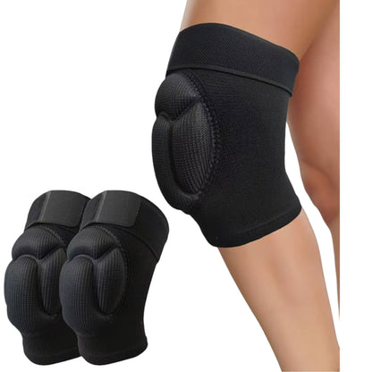 2 Pc Sports Knee Pads with Thick Shock Absorbing Cushion and Stretch Compression Sleeve Support
