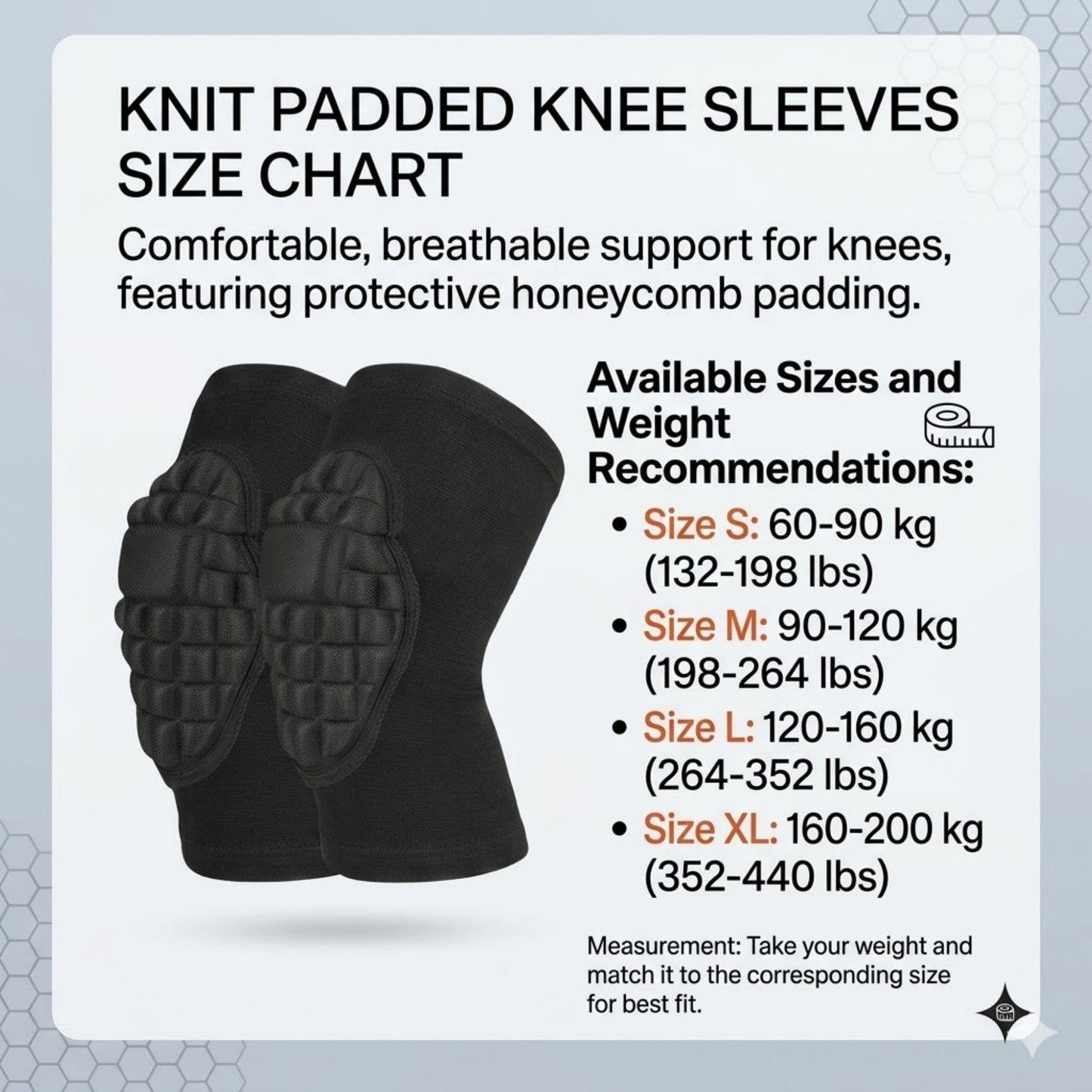 2 Pc Sports Knee Pads with Segmented Shock Absorbing Cushion and Stretch Compression Sleeve Support
