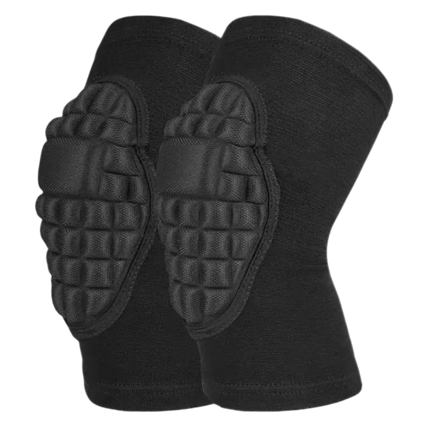 2 Pc Sports Knee Pads with Segmented Shock Absorbing Cushion and Stretch Compression Sleeve Support