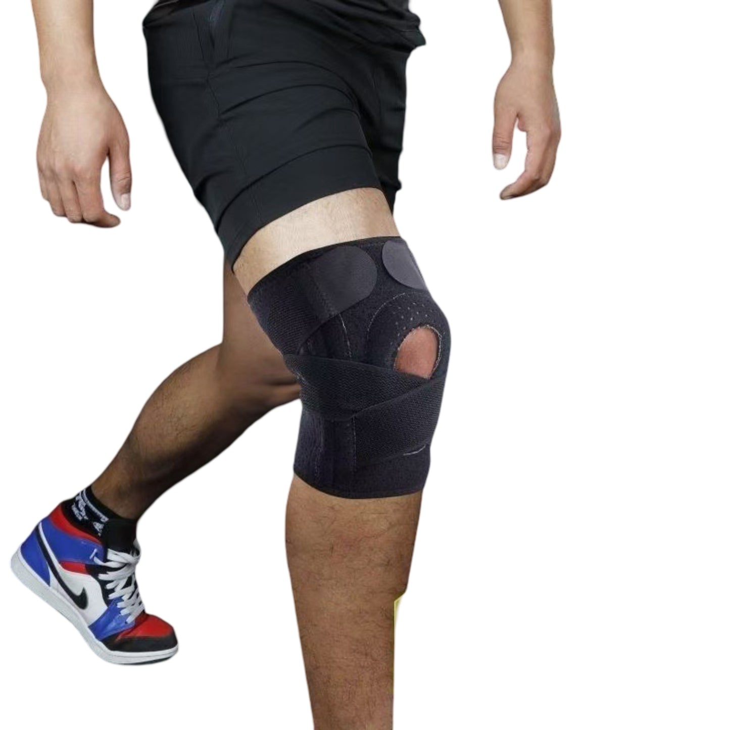 1 Pc Sports Knee Support Brace with Side Stabilizer Springs and Gel Patella Ring Compression Wrap