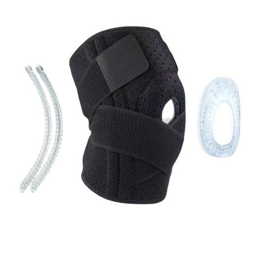 1 Pc Sports Knee Support Brace with Side Stabilizer Springs and Gel Patella Ring Compression Wrap
