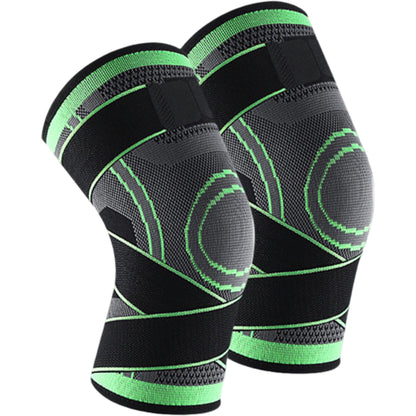 Running Knee Compression Sleeves 2 Pc with Adjustable Strap Support and Breathable Athletic Fit