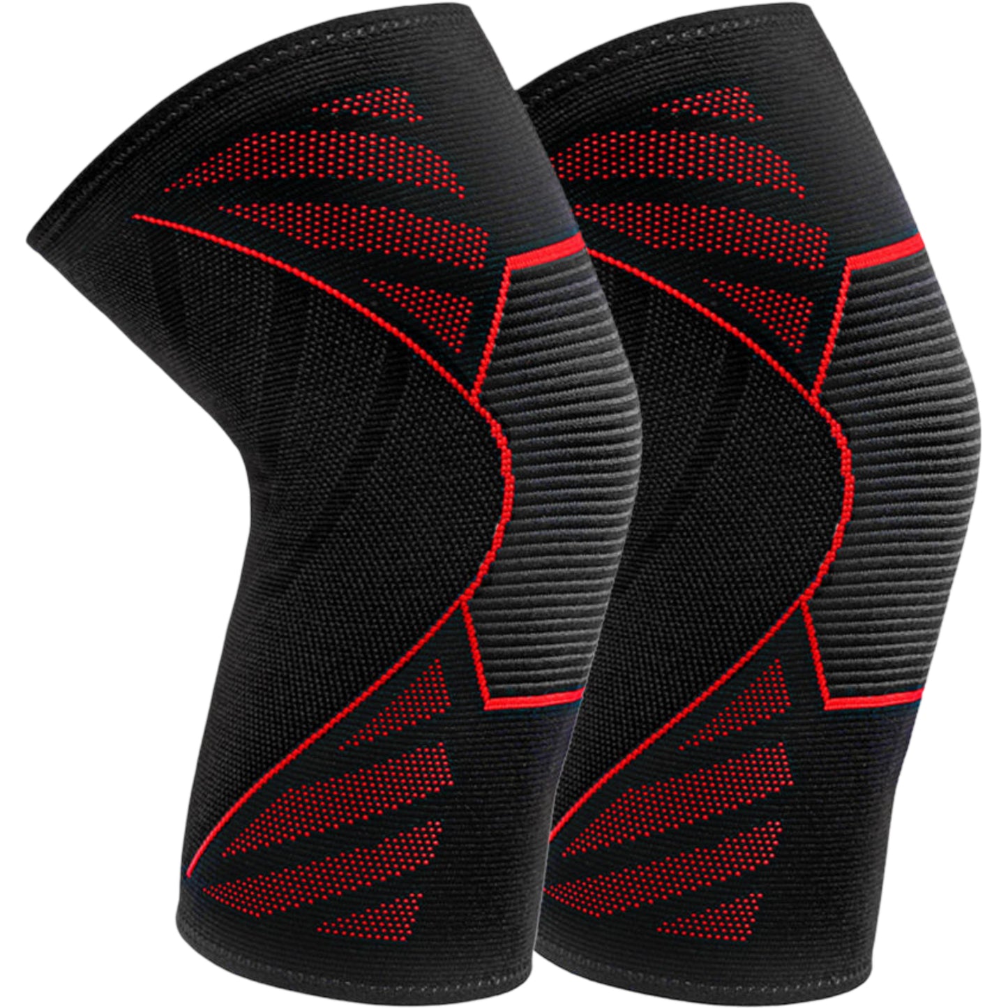 Running Knee Compression Sleeves 2 Pc with Reinforced Support Panel and Breathable Athletic Fit