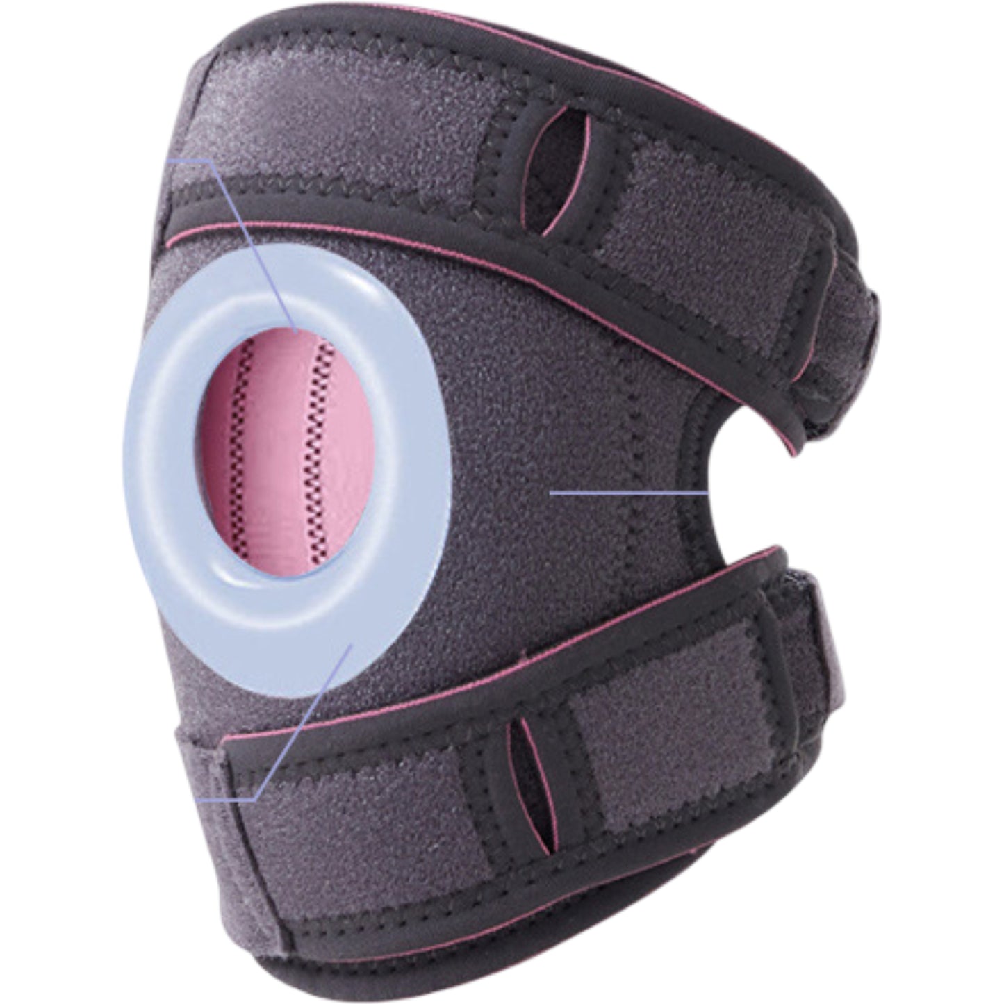 Adjustable Open Patella Knee Brace 1 Pc with Gel Stabilizer Ring and Dual Strap Compression Support