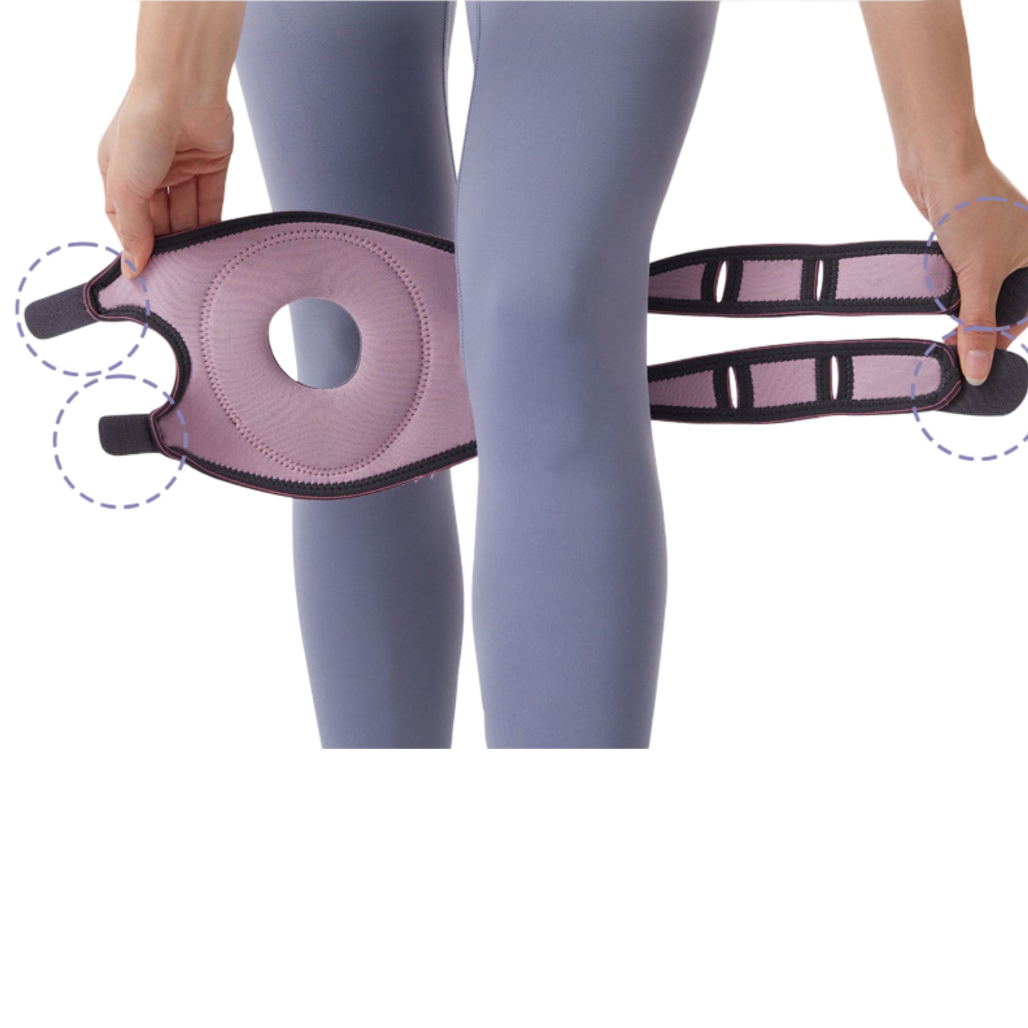 Adjustable Open Patella Knee Brace 1 Pc with Gel Stabilizer Ring and Dual Strap Compression Support