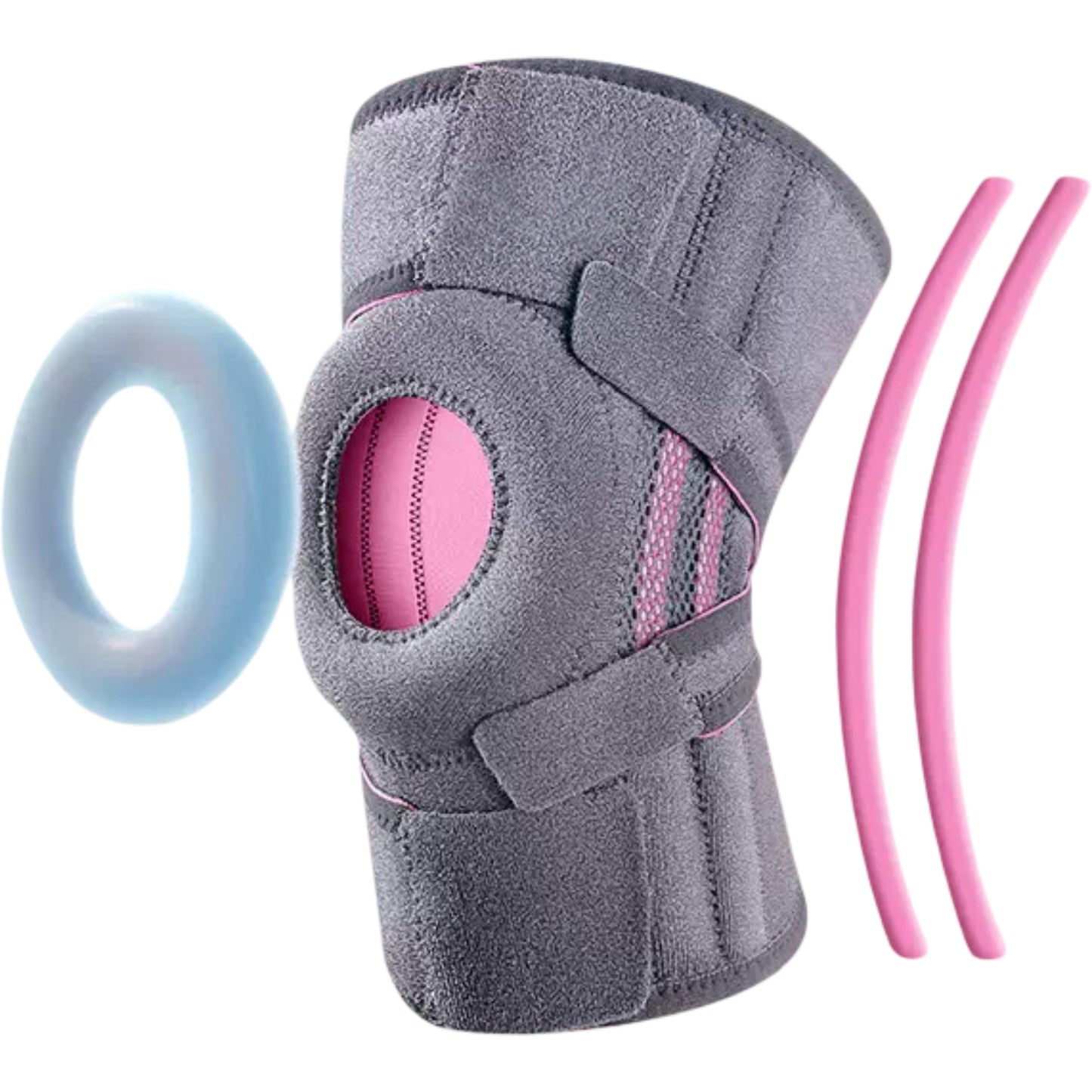 Open Patella Knee Brace 1 Pc with Gel Stabilizer Ring, Side Support Stays and Adjustable Compression