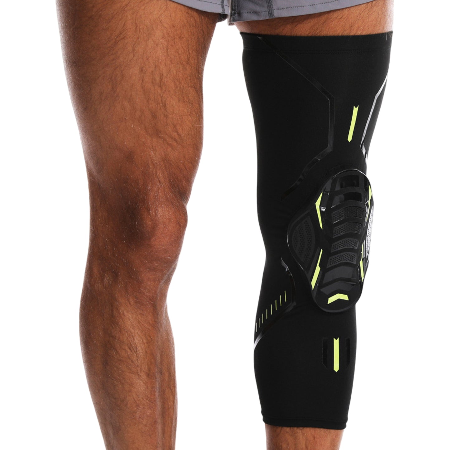 Basketball Knee Pad Leg Sleeve 1 Pc with Hard Shell Impact Guard and Compression Support