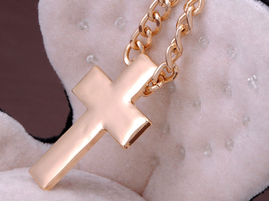 High Sheen Enamel Chain Link Style Two Inch Cross Necklace