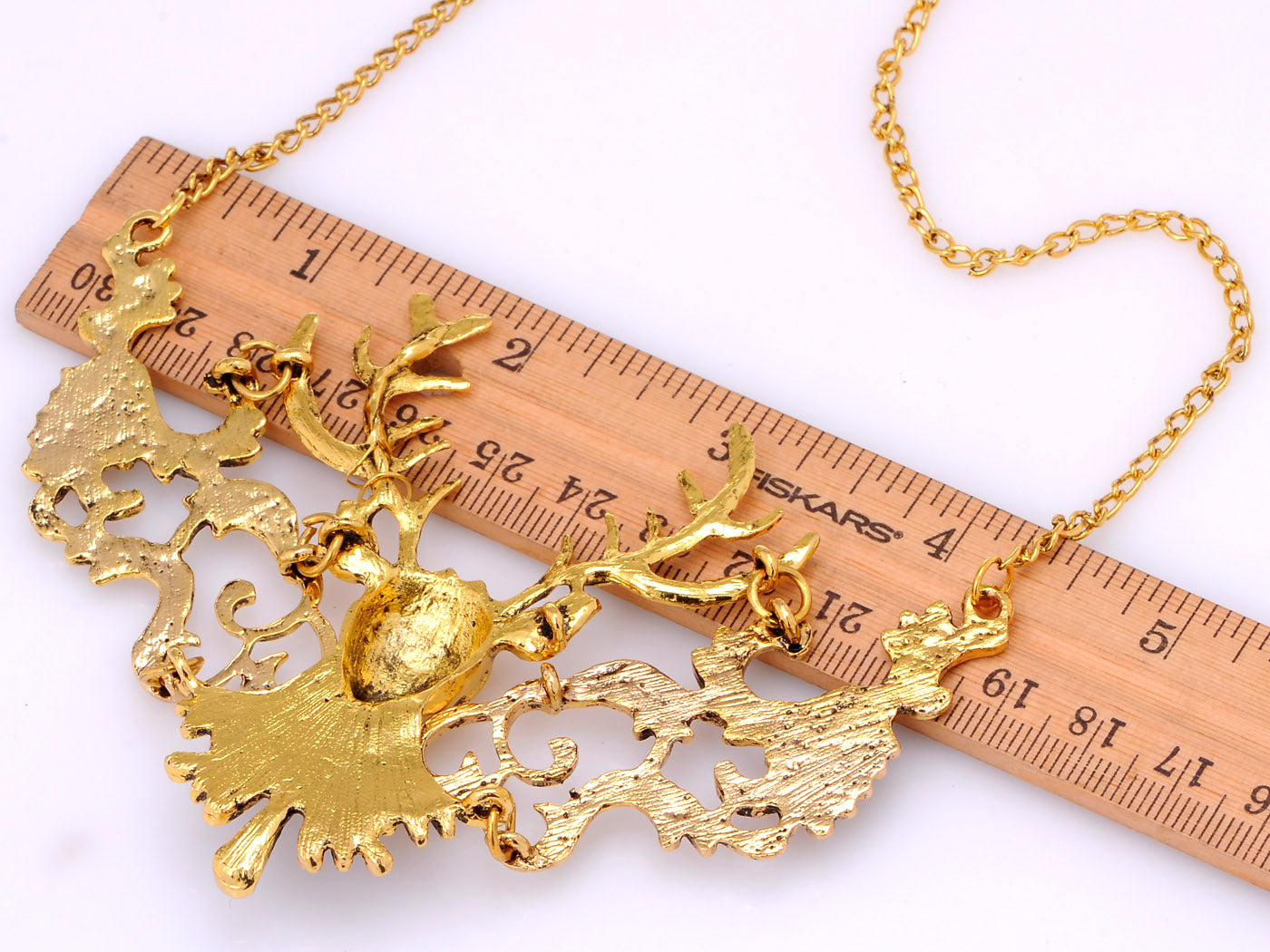 Moose Head Chain Necklace With Deately Painted Black Accents