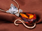 D Topaz Red Heart Bow Cat Pendent Necklace