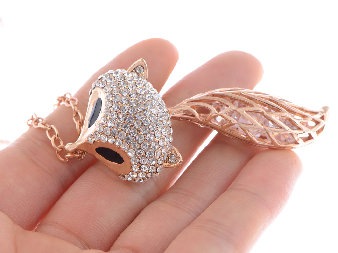 Rose Black Eyed Fox Tail Necklace