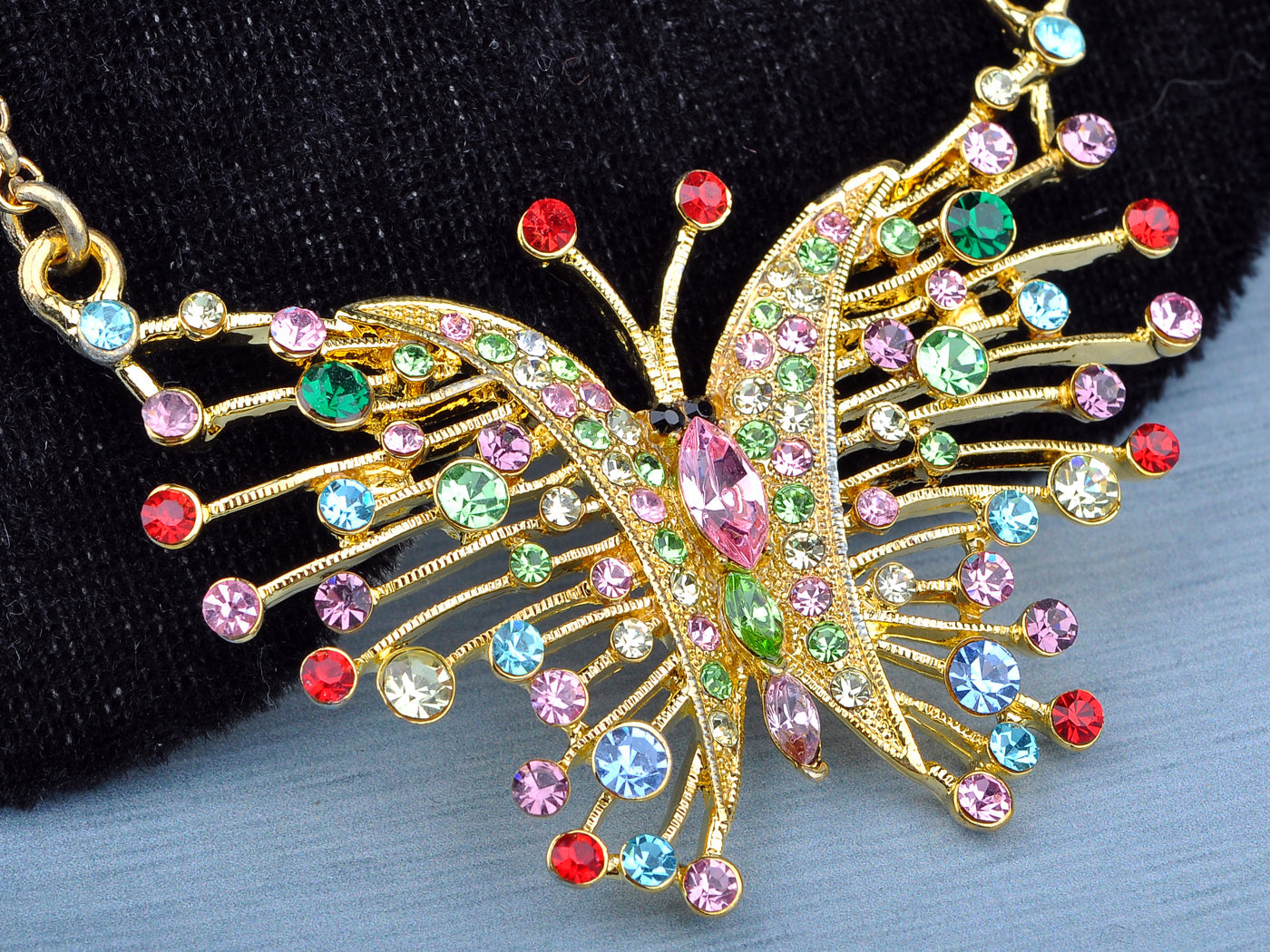 Multicolored Colorful Butterfly Chain Necklace