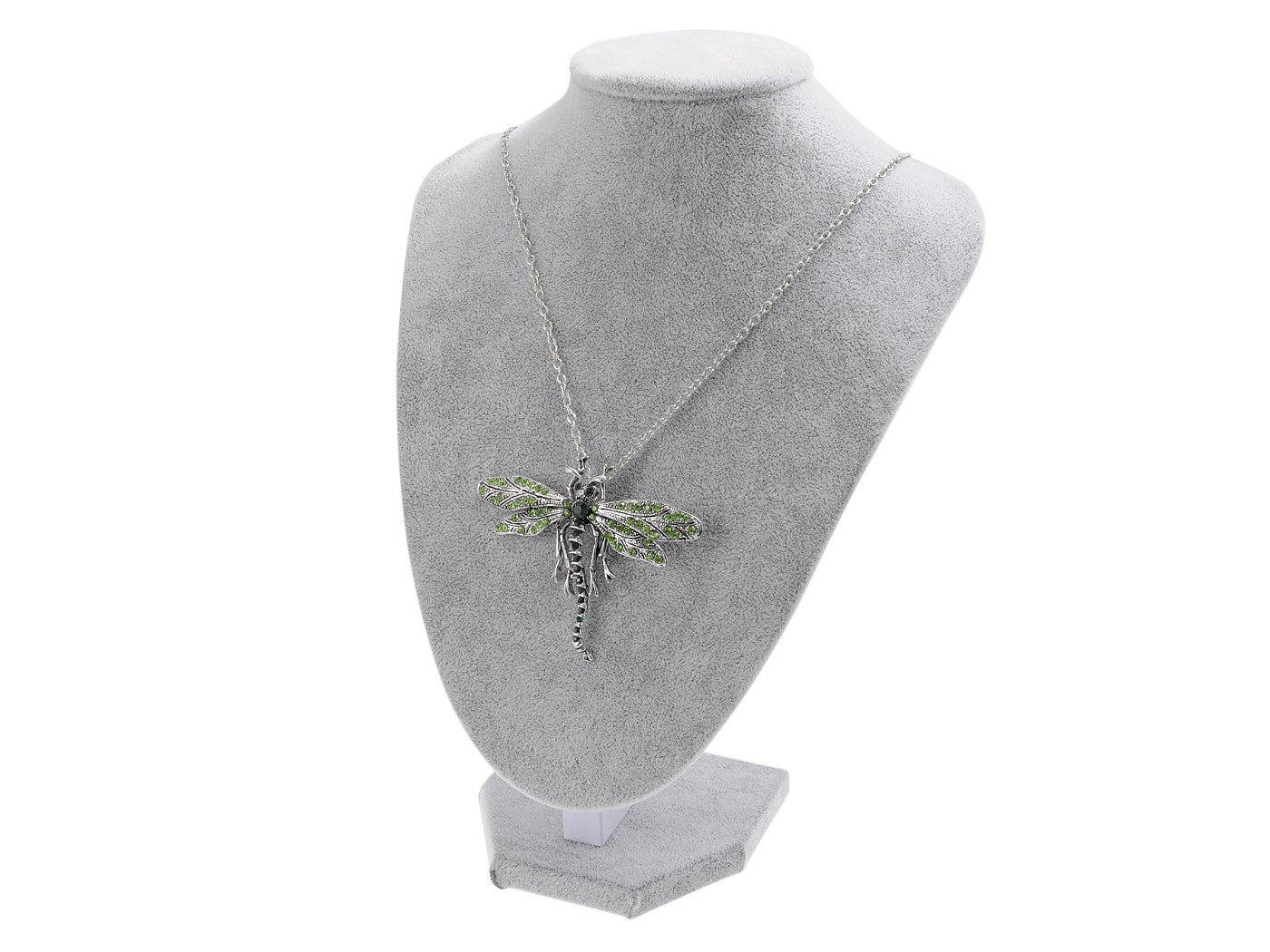 Dragonfly Pendant Necklace Amethyst Colored Purple Pink Emerald Colored Green White