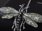 Dragonfly Pendant Necklace Amethyst Colored Purple Pink Emerald Colored Green White