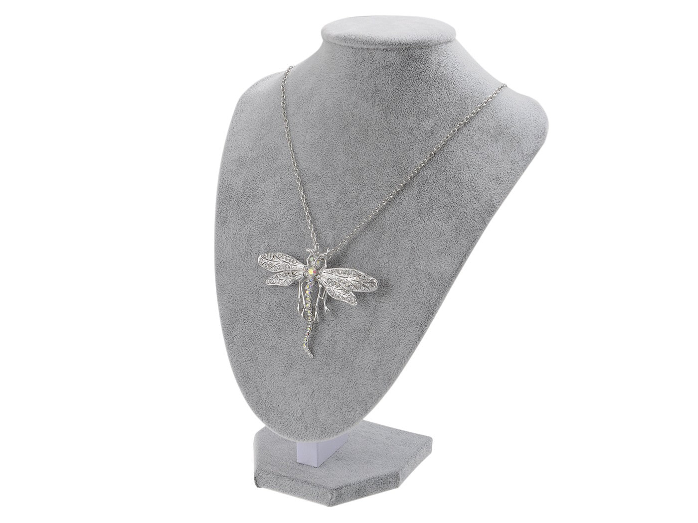 Dragonfly Pendant Necklace Amethyst Colored Purple Pink Emerald Colored Green White