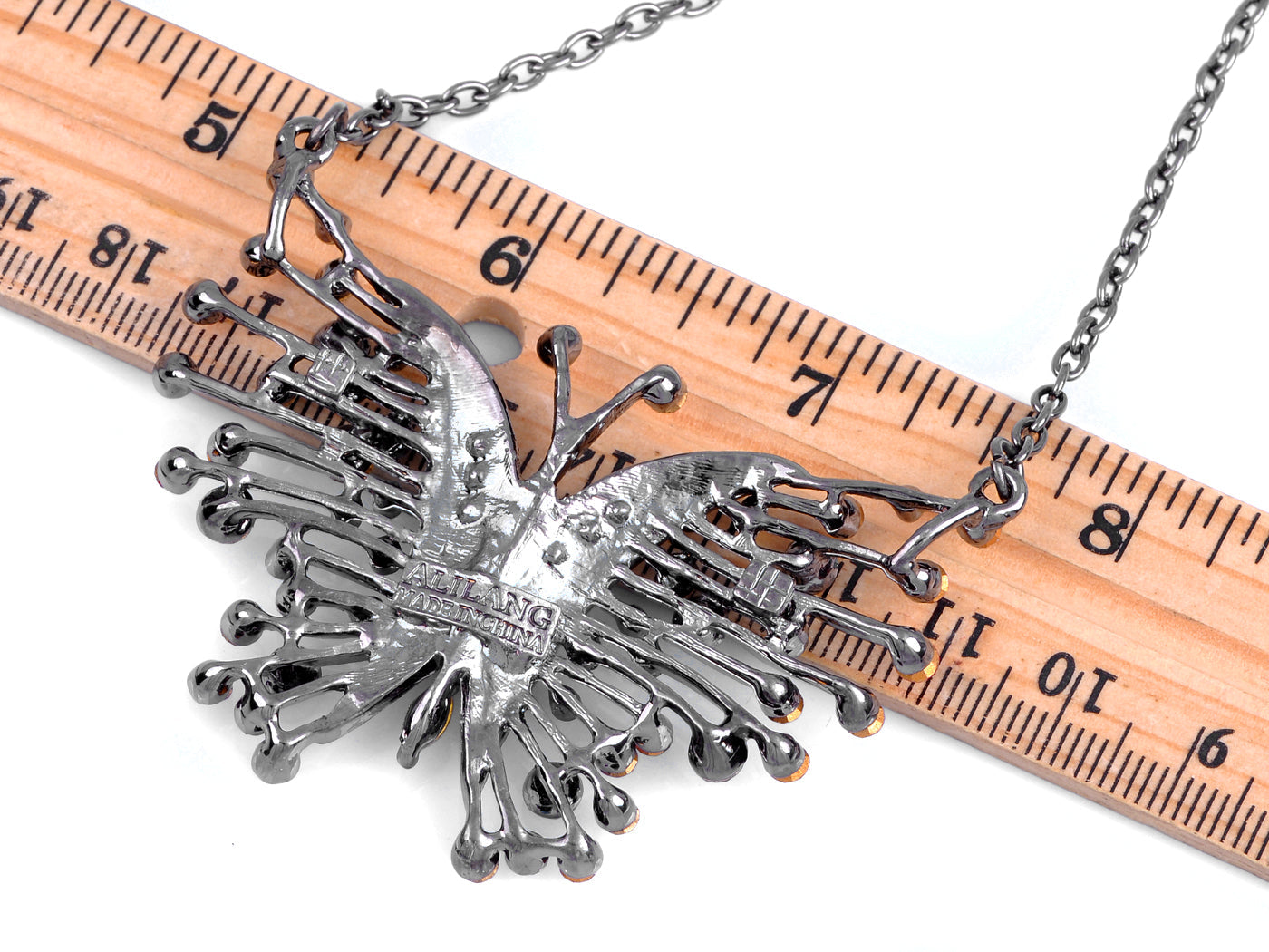 Pastel Colorful Gun Wire Wing Butterfly Pendant Necklace